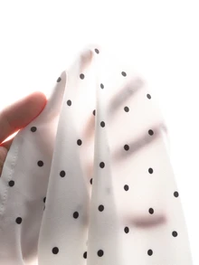 SHEIN Tween Tween Girl Contrast Color Bow Polka Dot Long Sleeve Dress Autumn Winter - Black and White - View 7