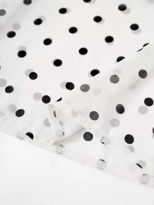 Velvienne Plus Size Women Black & White Polka Dot Print Casual Shirt, Suitable For Daily Commute, Party And Date Occasions Fall - Multicolor - View 11