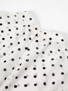 Velvienne Plus Size Women Black & White Polka Dot Print Casual Shirt, Suitable For Daily Commute, Party And Date Occasions Fall - Multicolor - View 12