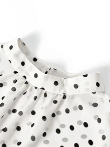 Velvienne Plus Size Women Black & White Polka Dot Print Casual Shirt, Suitable For Daily Commute, Party And Date Occasions Fall - Multicolor - View 10