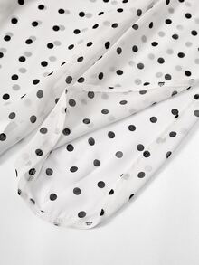 Velvienne Plus Size Women Black & White Polka Dot Print Casual Shirt, Suitable For Daily Commute, Party And Date Occasions Fall - Multicolor - View 9