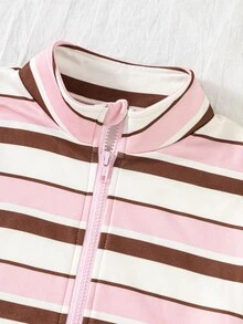 SHEIN Sparklyn 青少年女孩 3 件套 秋冬 粉色淺粉色拉鍊外套上衣喇叭褲休閒運動套裝 學生校園穿搭 - 粉色 - 查看 6
