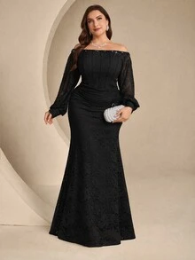 Coutiva Elegant Classy Evening Gown With Beaded Glitter, Sophisticated Lady Style, Fitted Long Dress For Banquet Christmas Dinner Formal Black Fall - Black - View 8