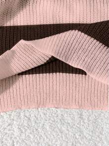 Franclia Sweater Pullover Lengan Panjang Bergaris Warna Blok Vintage Serbaguna untuk Wanita - MultiWarna - View 5