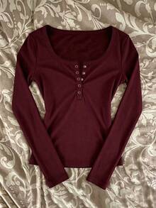 IslaSuriya Women's Casual Solid Color Slim Fit Long Sleeve Top - Multicolor - View 3