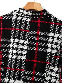 Yalmera Classic Black And Red Check Pattern, Slim-Fit, Elegant, Long-Sleeved Suit Jacket With A Collar. A-Line Jacket That's Perfect For Wearing In Autumn - Multicolor - View 5