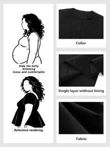 EMERY ROSE Plus Size Solid Long Sleeve Blazer, Fashion For Summer Graduation, Back To School, Teacher For Women Fall For Women Autumn - Black - View 9