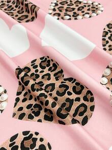 Resyla Women's Long Sleeve Leopard Print Heart Studded T-Shirt - Multicolor - View 4