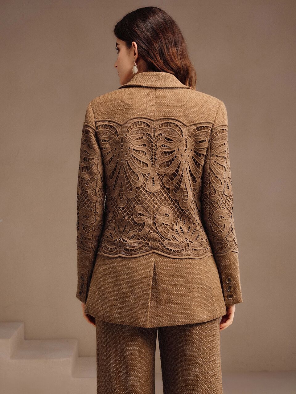 Anewsta Elegant Office Commute Floral Patchwork Loose Fit Blazer Jacket For Women, Autumn/Winter