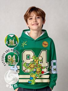 TEENAGE MUTANT NINJA TURTLES | SHEIN Teen MUTANT TURTLES 1件大童男孩休閒數位印花連帽長袖抓絨衛衣，運動風，適合秋冬穿著 - 彩色 - 查看 5