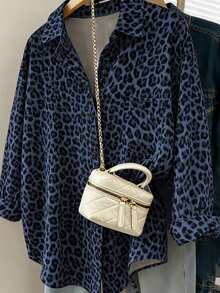 EMERY ROSE Casual Shirts Loose-Fit Long-Sleeve Shirts Leopard-Print Pattern Shirts Autumn/Winter Long-Sleeve Shirts Simple Versatile Shirts Everyday Wear Shirts - Multicolor - View 3