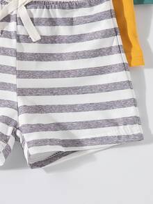 SHEIN Playful Pals 5pcs Baby Boys Shorts Set, Comfortable And Simple For Daily Wear, Summer - Multicolor - View 7