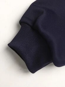 SHEIN Sweatshirt lengan panjang motif garis-garis biru dongker untuk remaja putri. - Navy Blue - View 6