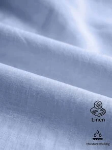 SHEIN 女款純色休閒度假襯衫 淺藍色 夏季 - 藍色 - 查看 6