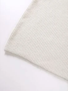 SHEIN New Fall Refined Asymmetrical Cutout Turtleneck Sweater Women Waffle Knit Drop Shoulder Balloon Cuff S - Beige - View 6