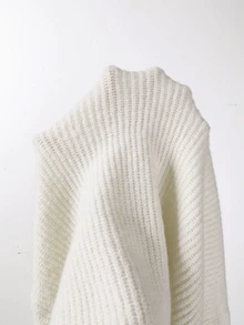 SHEIN New Fall Refined Asymmetrical Cutout Turtleneck Sweater Women Waffle Knit Drop Shoulder Balloon Cuff S - Beige - View 7