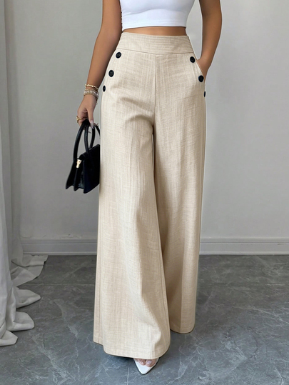 Elenzga Pantalones de pierna ancha de moda para mujer para ir al trabajo