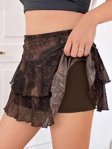 Muchica Plus Size Women's Pleated Casual Versatile Everyday Skirt - Chocolate Brown - View 5