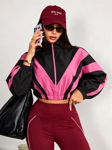 Slayform Women's Colorblock Casual Daily Travel Zip-Up Sports Jacket - Multicolor - View 2