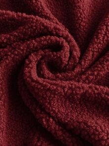 Women's Plus Size Stand Collar Zip-Up Solid Color Autumn/Winter Fashion Fleece Sweatshirt - Burgundy - View 6