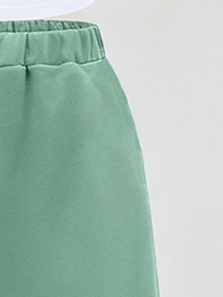 SHEIN Tween Girls 3 Pcs Casual Band Athletic Minimalist Camisole And Short Zip-Up Hoodie And Wide Leg Pants Suit Comfortable Daily Clothing For Autumn - Green - View 6