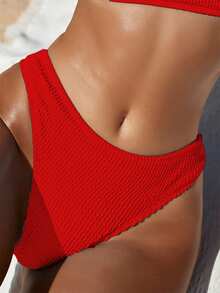 Swim Basics Parte Inferior Texturizada De Traje De Baño De Color Sólido - Rojo - Ver 1