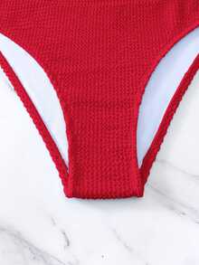 Swim Basics Parte Inferior Texturizada De Traje De Baño De Color Sólido - Rojo - Ver 4