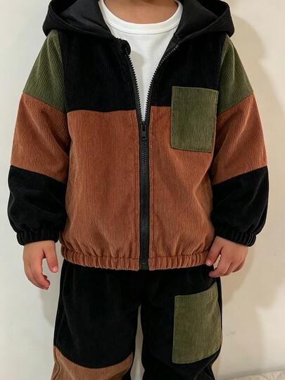 1pc Young Boy Casual Minimalist Street Hooded Long Sleeve Jacket, Fashionable Casual Design, Suitable For Summer Wear, Suitable For 4-7 Years Old Boys Daily Wear, Suitable For Sports, Outings, Campus And Back To School Season