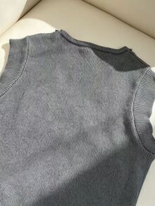 Modelyn Beaded Detail Knot Side Sweater Vest - Grey - View 4