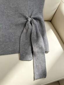Modelyn Beaded Detail Knot Side Sweater Vest - Grey - View 6