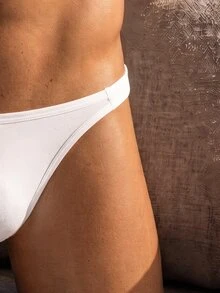 SHEIN DrisQ 1件裝 男士性感純色極簡內褲 - 白色 - 查看 5