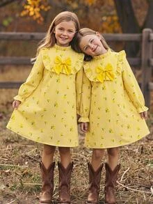 SHEIN Tween Girls Dresses - Yellow - View 1
