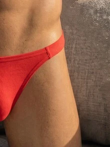SHEIN DrisQ 男士純色極簡性感內褲，適合約會穿著 - 紅色 - 查看 4