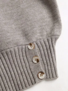 Sweetra Sweater Kancing Berkerah V Berenda Serbaguna dengan Pinggang yang Dikencangkan - Mocha Brown - View 4