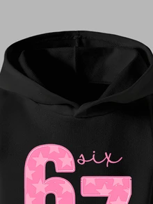 SHEIN Explorewe 两件套休闲时尚女童连帽衫套装，饰有俏皮的数字67设计，包含一件长袖连帽衫和一条宽松运动裤，适合秋冬春季穿着，舒适百搭，可用于休闲穿着、户外活动、上学、节日庆典，也可作为礼物赠送。 - 彩色 - 查看 7