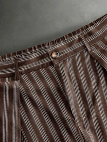Manfinity RebelGame Men's Plus Size Striped Casual Versatile Everyday Travel Long Pants Baggypants Men - Brown - View 6