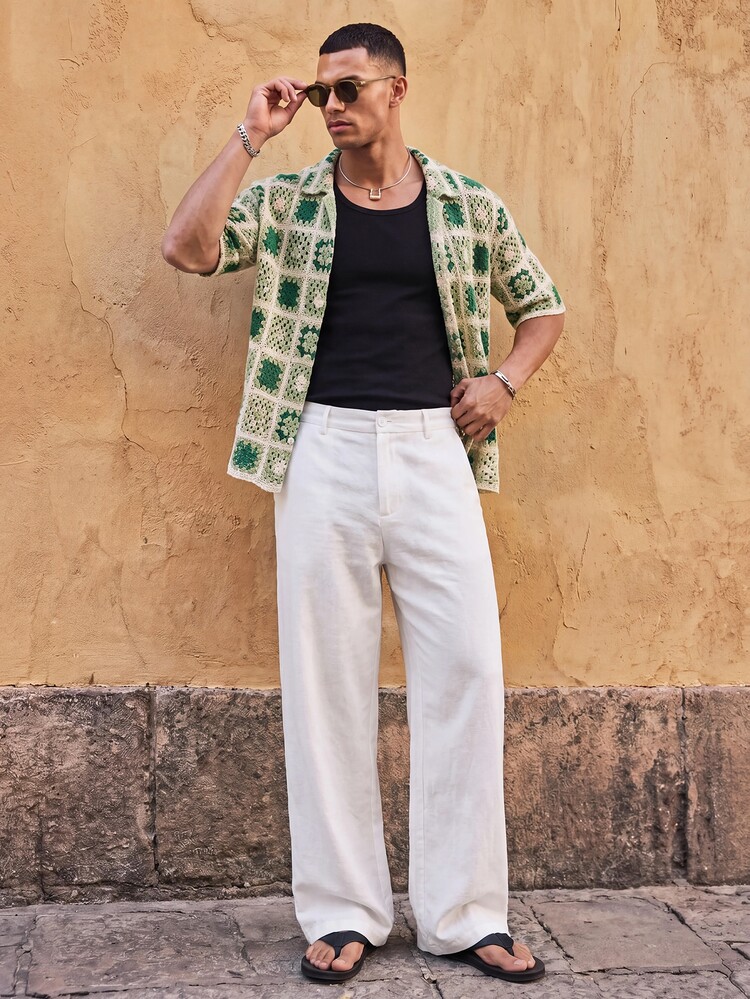 HIMLAND Men Solid Slant Pocket Suit Pants Halloween Winter Party Autumn - White - View 5