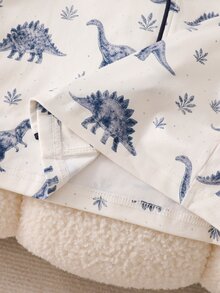 Young Boys Pajamas 2pcs/Set Plaid Bear Print Long Sleeve Long Pants Knit Loungewear Set - Blue - View 5