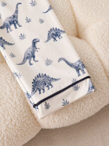 Young Boys Pajamas 2pcs/Set Plaid Bear Print Long Sleeve Long Pants Knit Loungewear Set - Blue - View 7