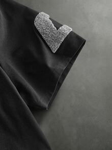 Manfinity RebelGame 男士字母毛巾刺繡圓領短袖休閒T恤 - 黑色 - 查看 5