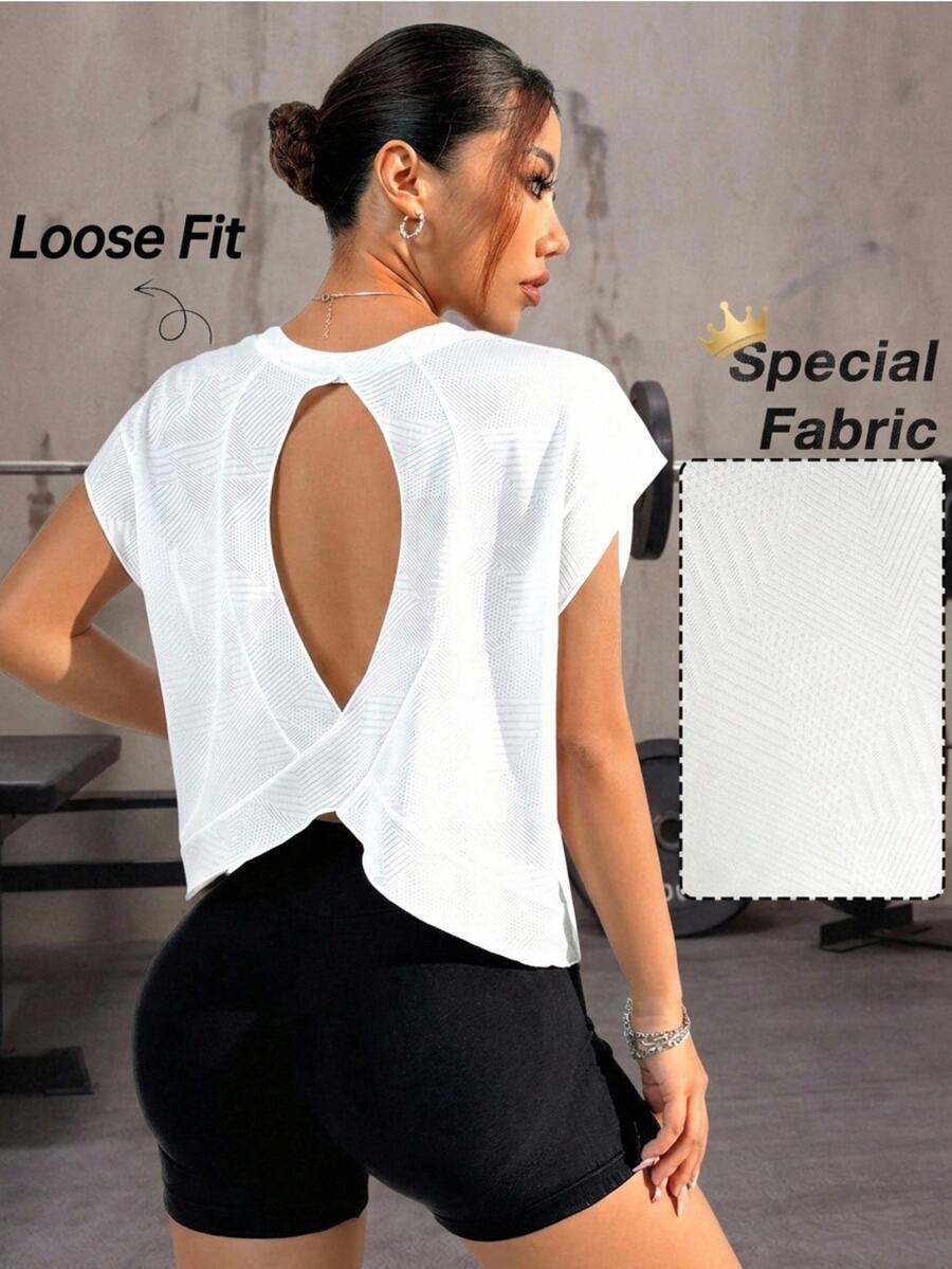 Solea Cove Solea Cove Seamless High-Stretch Backless Yoga Sports Top With Adjustable Shoulder Straps Gym Top Workout Tank Top - White - View 1