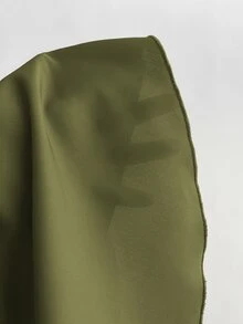 Elamini 優雅方領百褶腰傘擺女款襯衫 - 軍綠色 - 查看 3