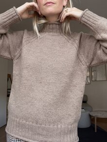 Louniche 女款秋冬復古休閒針織毛衣，飾有荷葉邊，半高領、插肩袖與羅紋袖口，適合日常通勤與約會的百搭層次上衣，柔美女性風格 - 摩卡棕 - 查看 5