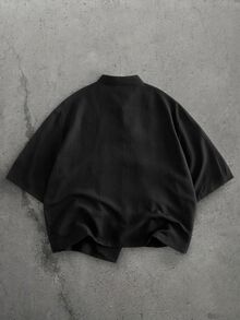Manfinity RebelGame Men's Solid Color Casual Versatile Daily Wear Shirt - Black - View 3