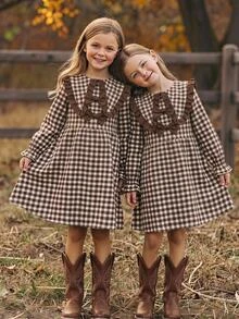 SHEIN Tween Girls Dresses - Brown - View 7