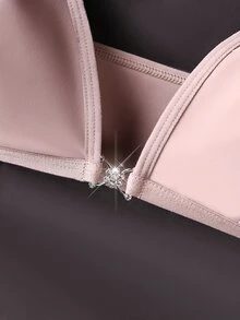 SHEIN Set Lingerie Kasual Nyaman 3 Potong dengan Cup Segitiga dan Hiasan Berlian Imitasi Motif Bunga Plum - MultiWarna - View 4