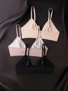 SHEIN Set Lingerie Kasual Nyaman 3 Potong dengan Cup Segitiga dan Hiasan Berlian Imitasi Motif Bunga Plum - MultiWarna - View 2