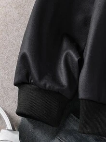 SHEIN Tween Girls Spider Web Graphic Half Zip Pullover Loose Streetwear Fall Winter Casual Sweatshirt Hood - Black - View 3