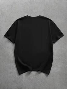 GENTILAND Men's Lightning Graphic Tee, Chenille Patch Crew Neck, Oversized Streetwear, Football - Black - View 3