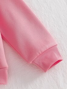 SHEIN 女童熊圖案印花長袖運動衫 - 粉色 - 查看 5
